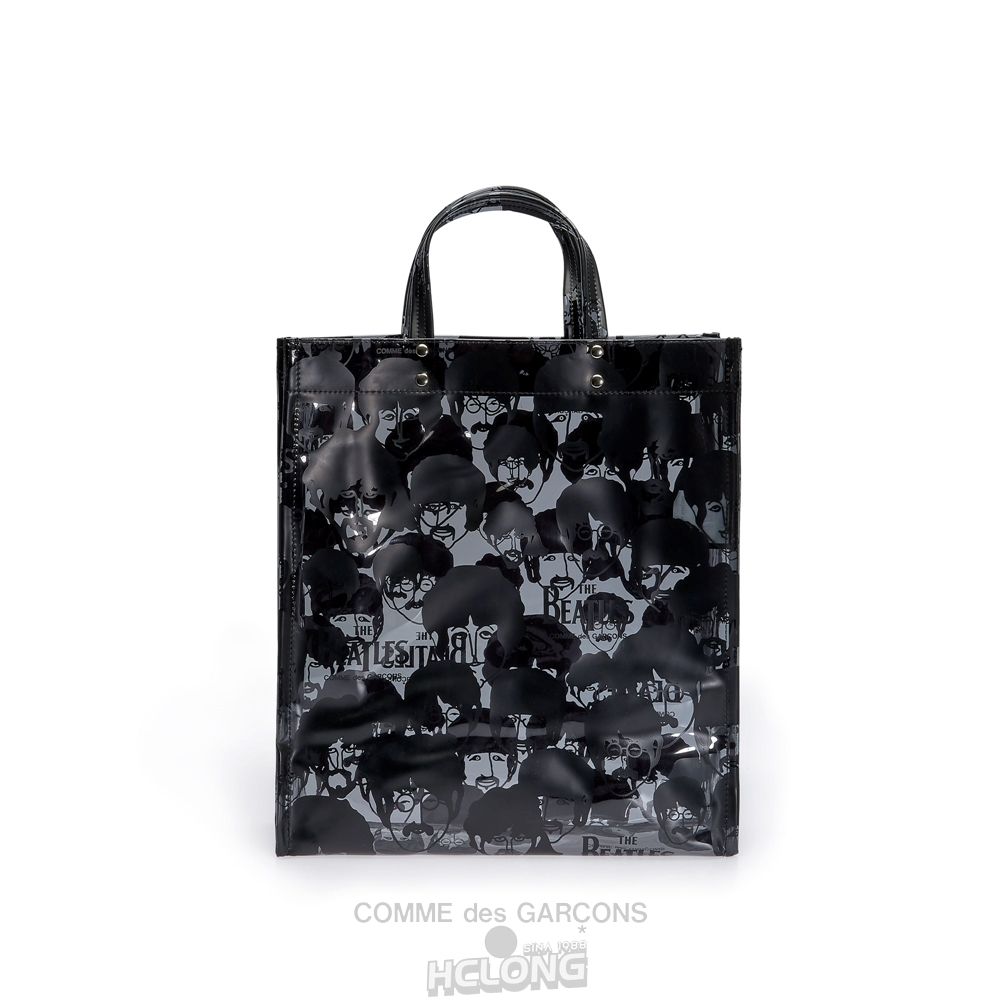 Comme Des Garcons CDG Beatles - Faces PVC Tote Taske Sort | 27058-JWNA