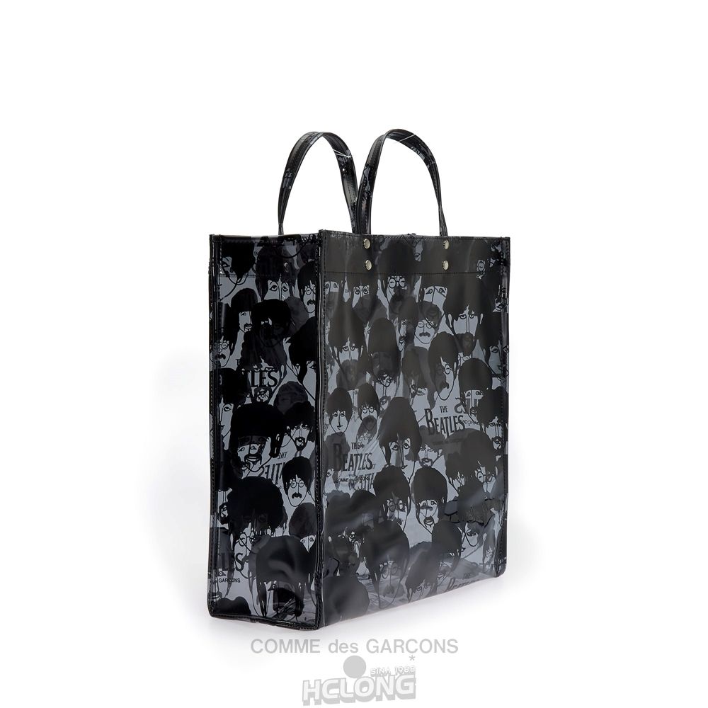 Comme Des Garcons CDG Beatles - Faces PVC Tote Taske Sort | 27058-JWNA