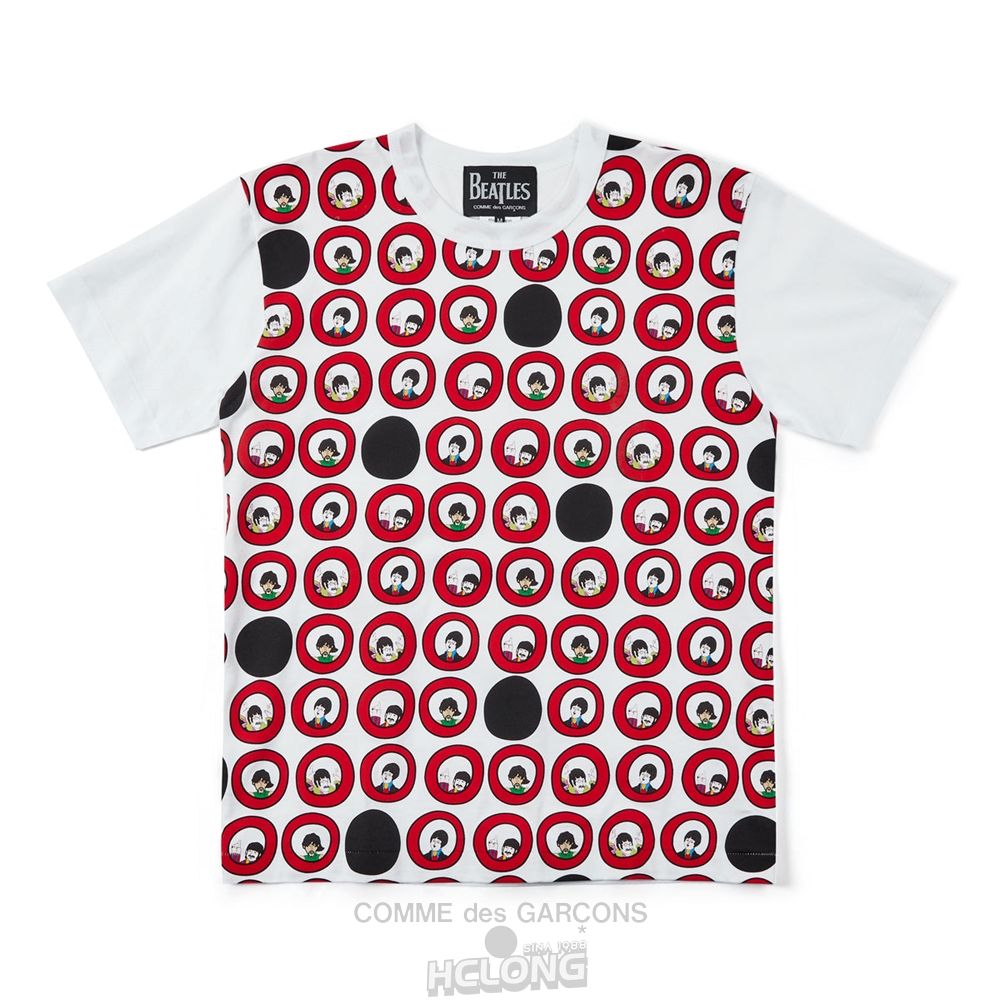 Comme Des Garcons CDG Beatles - Red Circle T-Shirt T-Shirts Hvide | 72604-TBNV