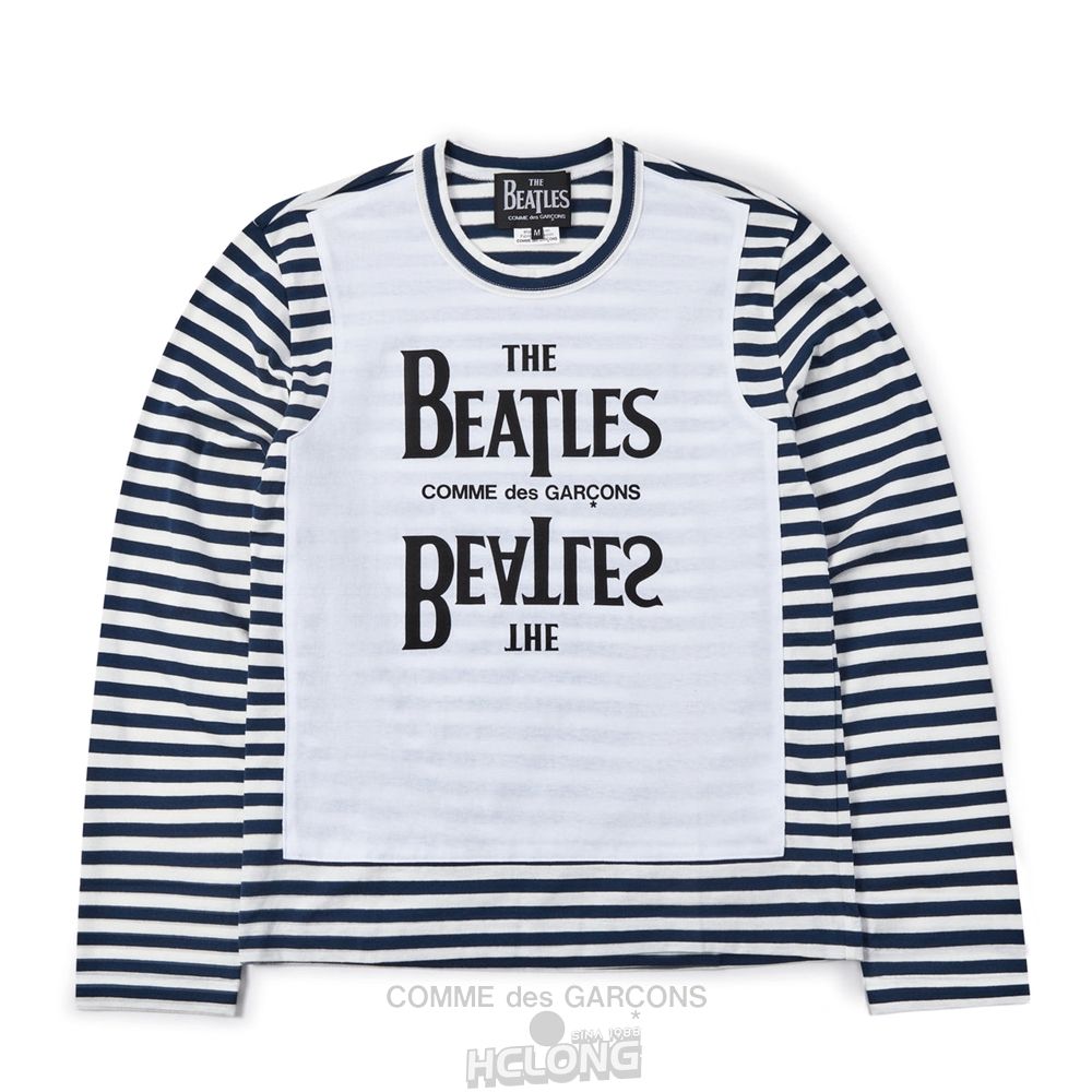 Comme Des Garcons CDG Beatles - Stripe T-Shirt T-Shirts Black/White Stripe | 46718-LKFP