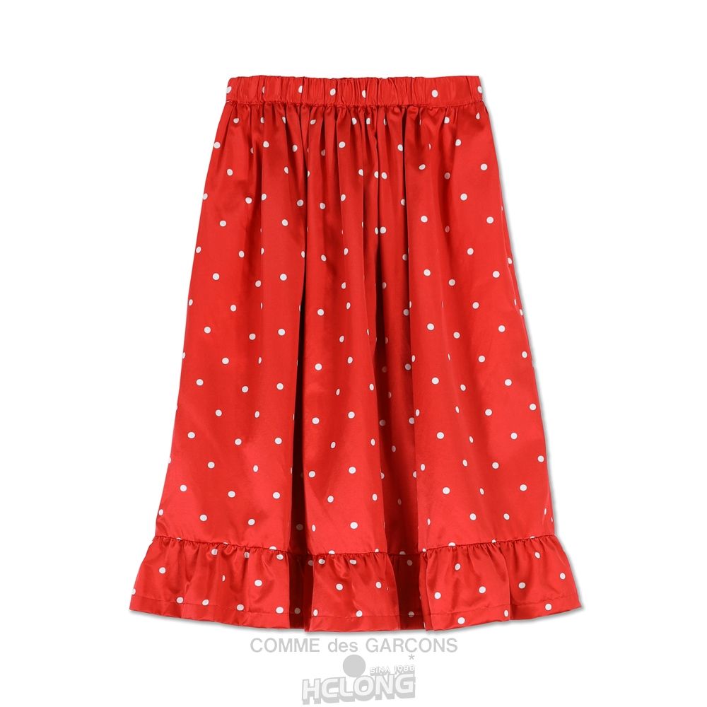 Comme Des Garcons CDG GIRL Bomulds Silk Satin Dots Printed Skirt Nederdel Dame Rød | 39247-VTQN