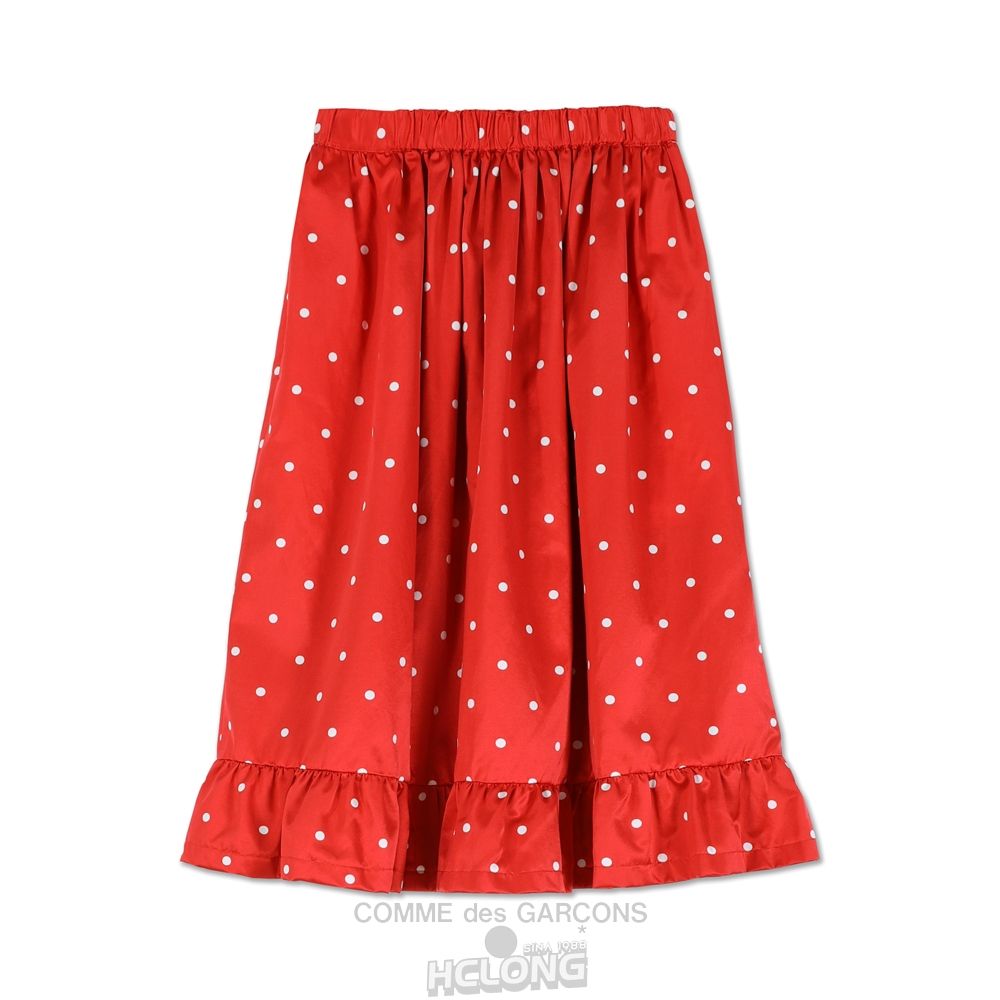 Comme Des Garcons CDG GIRL Bomulds Silk Satin Dots Printed Skirt Nederdel Dame Rød | 39247-VTQN