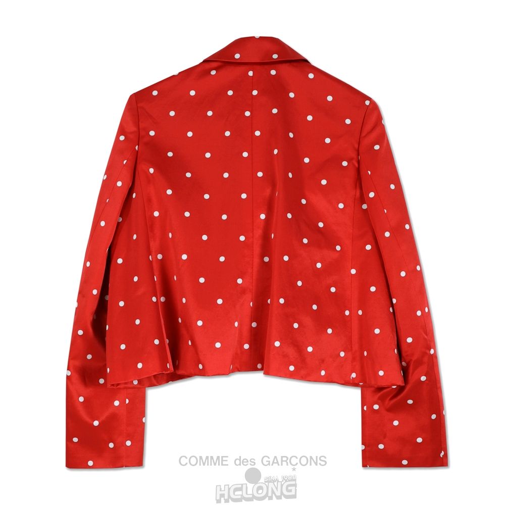 Comme Des Garcons CDG GIRL Bomulds Silk Satin Dots Printed Bow Jacket Jacket Dame Rød | 91475-MWQI