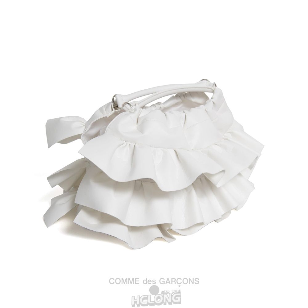 Comme Des Garcons CDG GIRL Frill Trim Bag White Accessories Dame Hvide | 85610-XKPV