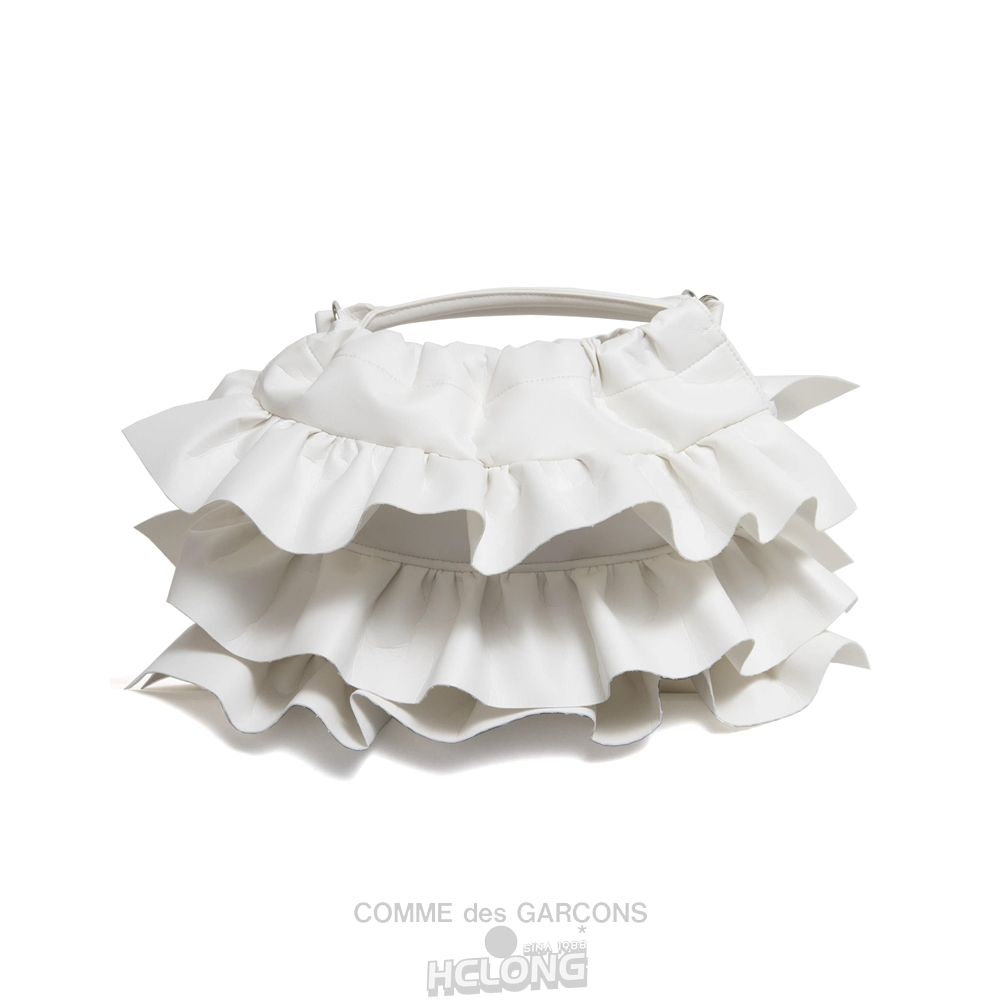 Comme Des Garcons CDG GIRL Frill Trim Bag White Accessories Dame Hvide | 85610-XKPV