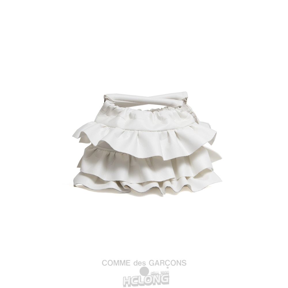 Comme Des Garcons CDG GIRL Frill Trim Small Bag White Accessories Dame Hvide | 15083-IROC