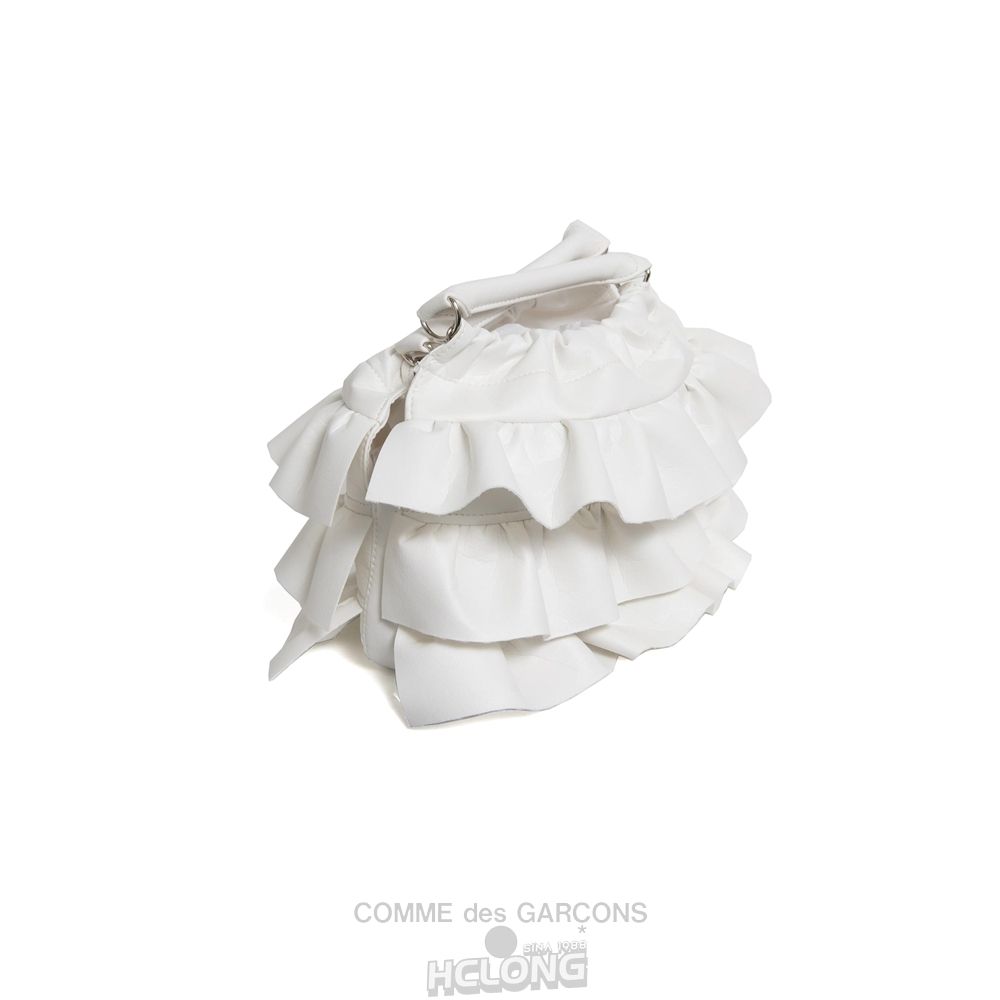 Comme Des Garcons CDG GIRL Frill Trim Small Bag White Accessories Dame Hvide | 15083-IROC