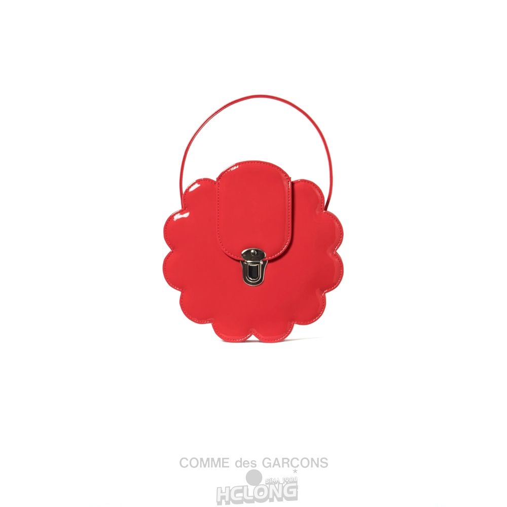 Comme Des Garcons CDG GIRL Glossy Flower Clasp Bag Red Accessories Dame Rød | 12439-DPGH