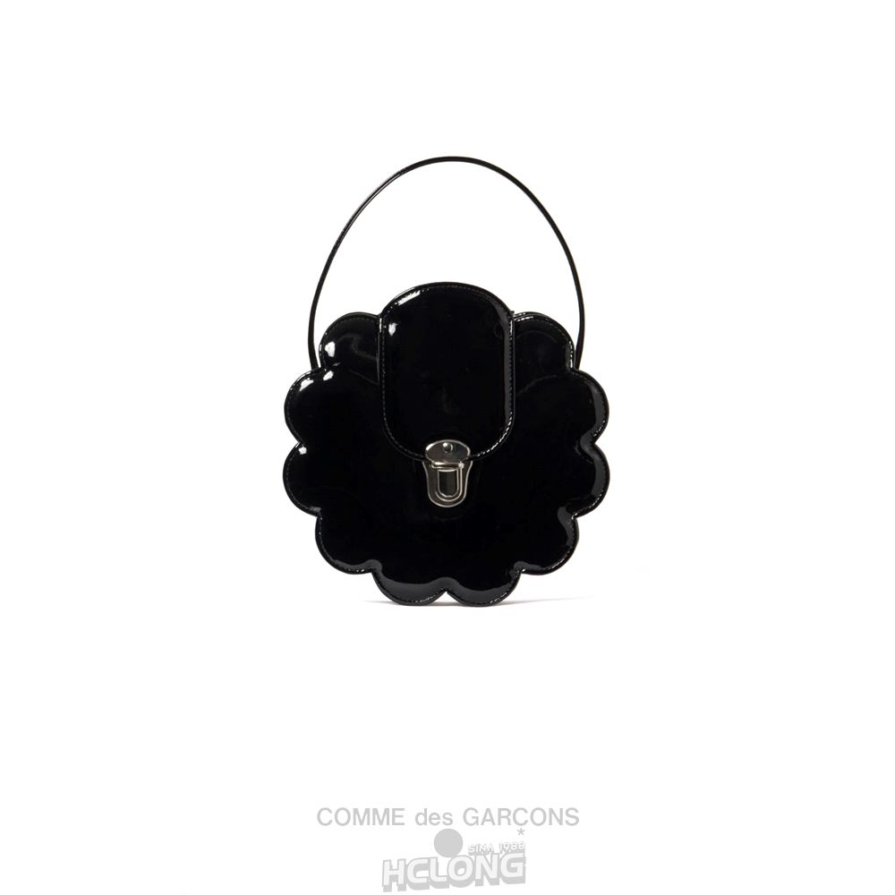 Comme Des Garcons CDG GIRL Glossy Flower Clasp Bag Black Accessories Dame Sort | 76345-KWER