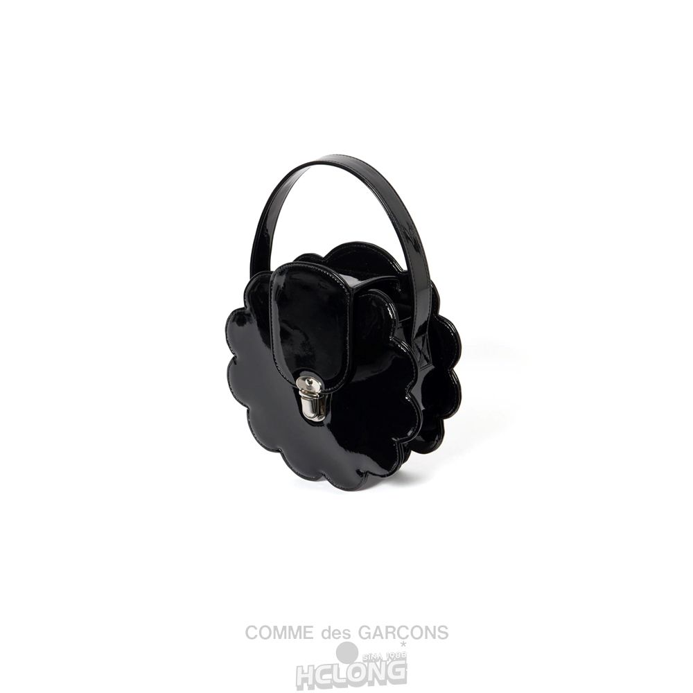 Comme Des Garcons CDG GIRL Glossy Flower Clasp Bag Black Accessories Dame Sort | 76345-KWER