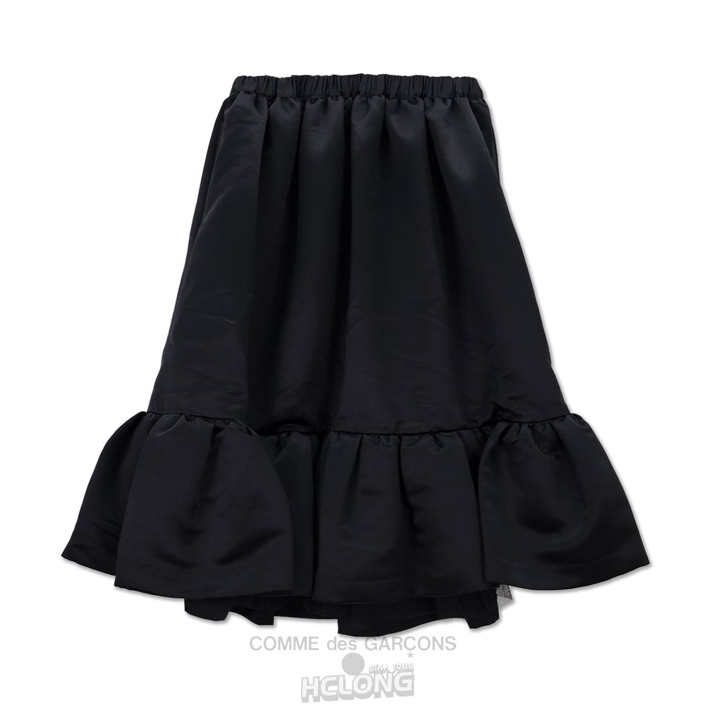 Comme Des Garcons CDG GIRL Heavyweight Satin Frill Skirt with Nylon Tulle Nederdel Dame Sort | 10937-GEUM