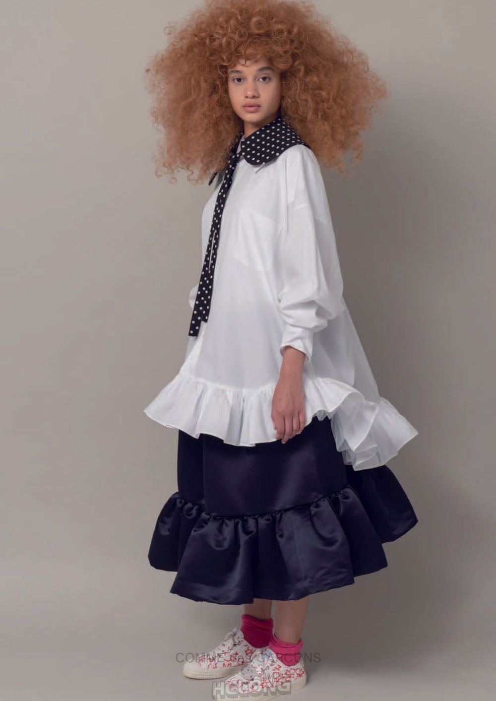 Comme Des Garcons CDG GIRL Heavyweight Satin Frill Skirt with Nylon Tulle Nederdel Dame Sort | 10937-GEUM