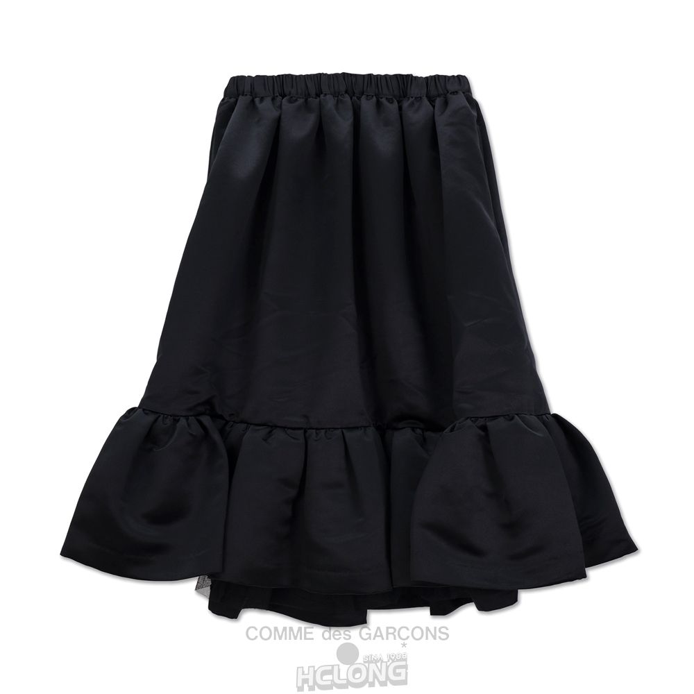 Comme Des Garcons CDG GIRL Heavyweight Satin Frill Skirt with Nylon Tulle Nederdel Dame Sort | 10937-GEUM