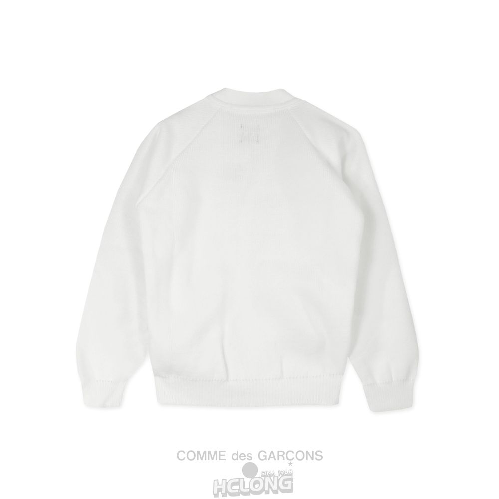 Comme Des Garcons CDG GIRL Lochaven Cropped V-Neck White Cardigan Strikkevarer Dame Hvide | 09231-MCDO