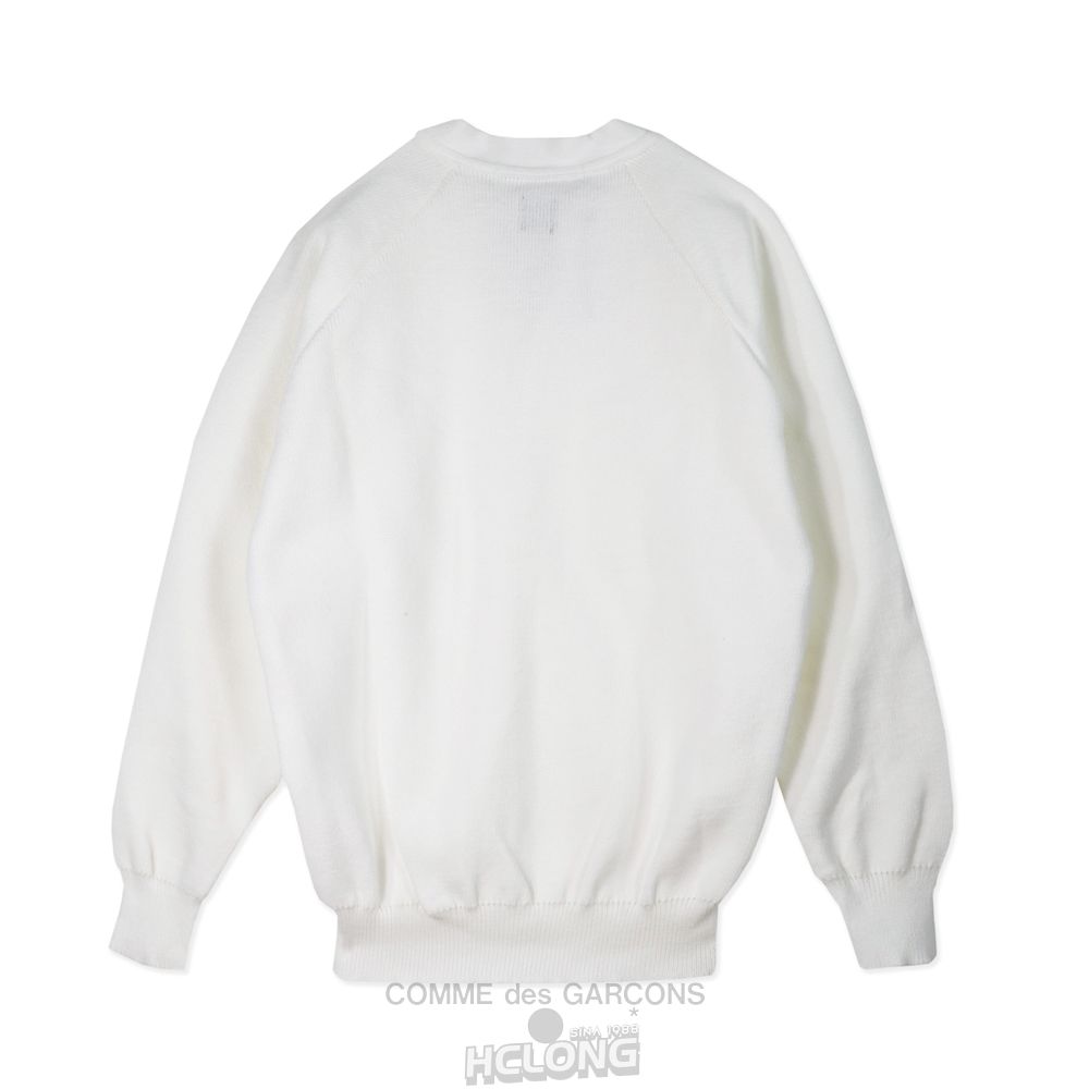 Comme Des Garcons CDG GIRL Lochaven Longline V-Neck White Cardigan Strikkevarer Dame Hvide | 75360-JZNB