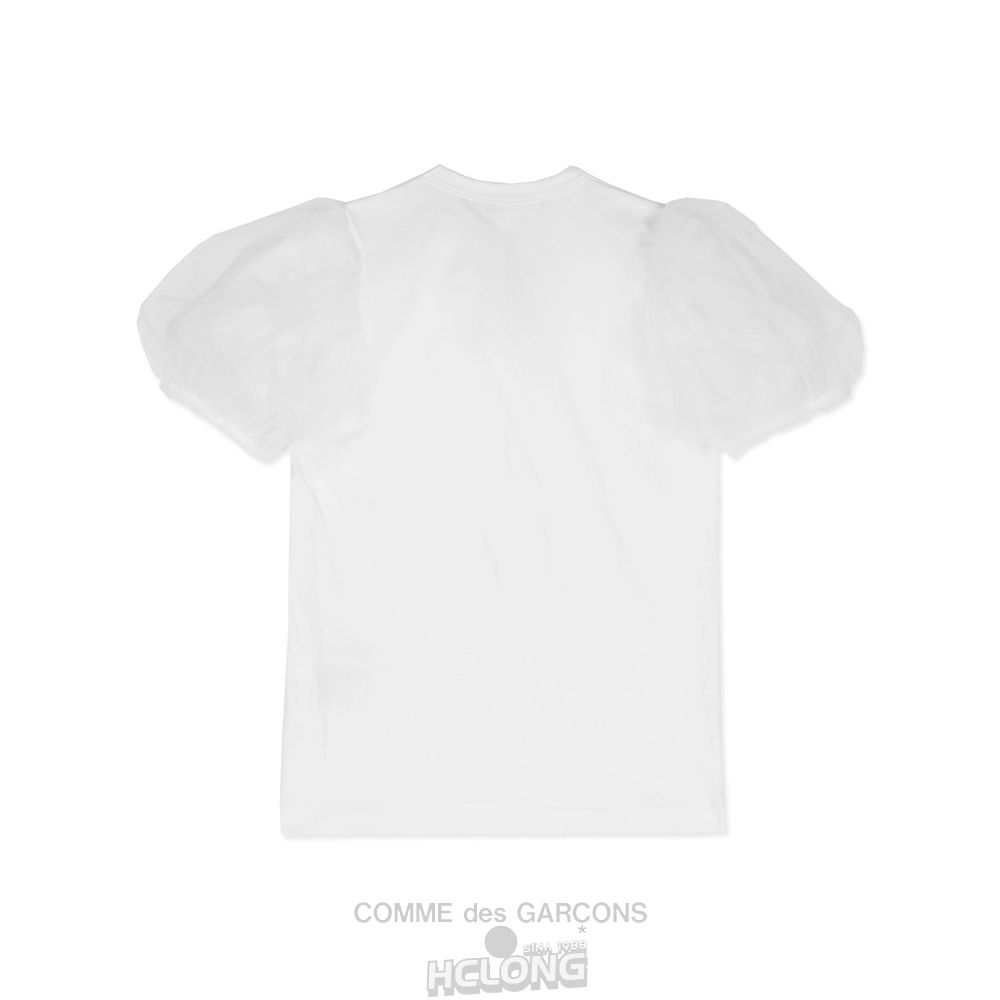 Comme Des Garcons CDG GIRL Tulle Puff Kort Sleeve T-Shirt Short Sleeve Dame Hvide | 39471-DWYM