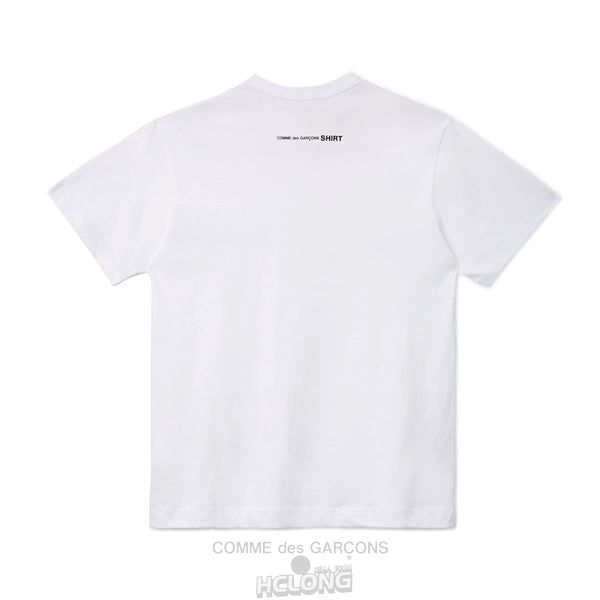 Comme Des Garcons CDG SHIRT / FH-T013-W21-3 / T-SHIRT with black logo print Short Sleeve Herre Hvide | 45381-ZIDC