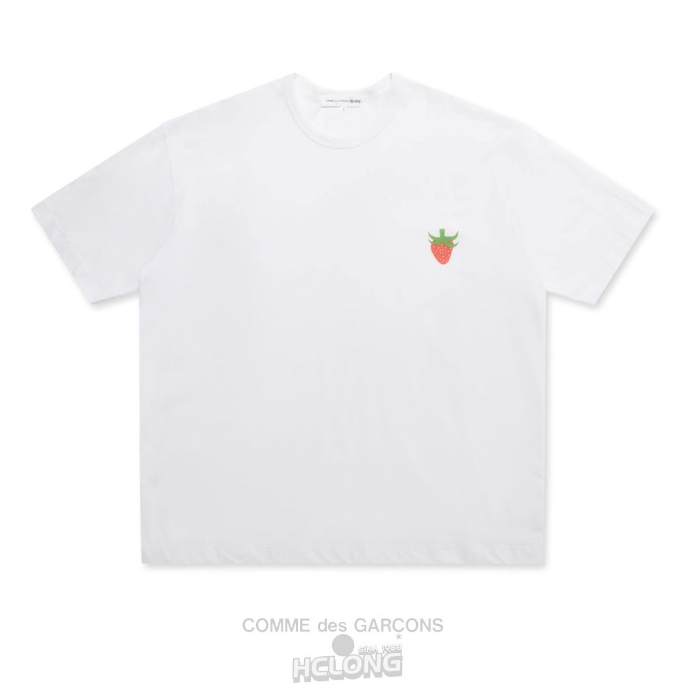 Comme Des Garcons CDG Shirt - Brett Westfall Strawberry Oversized T-Shirt Toppe Herre Hvide | 61587-RTPQ