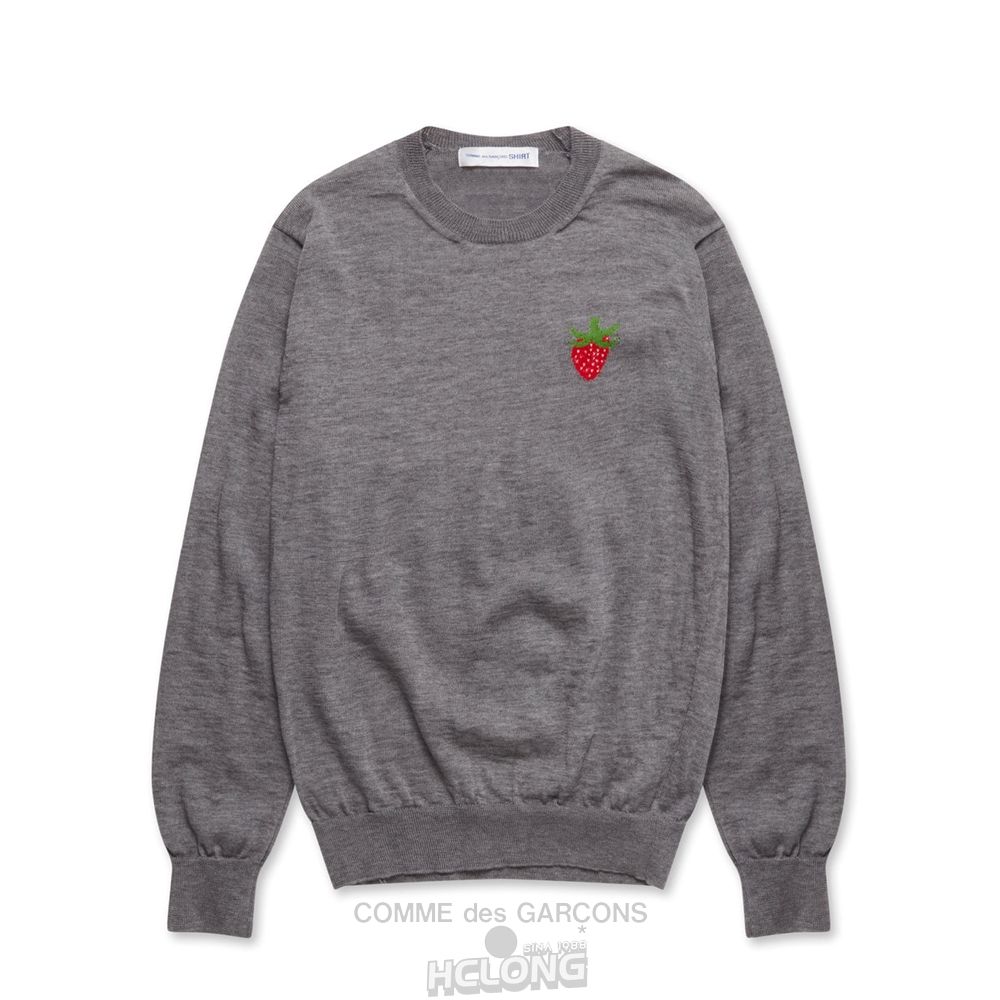 Comme Des Garcons CDG Shirt - Brett Westfall Strawberry Strikket Jumper Strikkevarer Herre Grå | 71348-NYOR