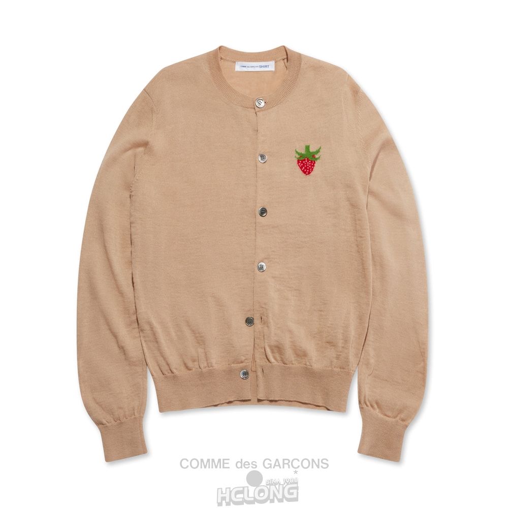 Comme Des Garcons CDG Shirt - Brett Westfall Strawberry Strikket Cardigan Strikkevarer Herre Beige | 84391-WNJY