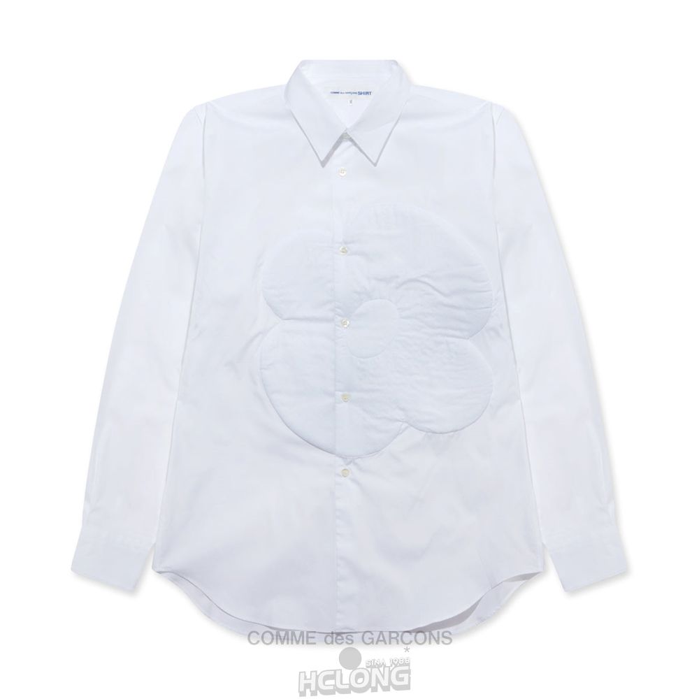 Comme Des Garcons CDG Shirt - Flower Shirt Toppe Herre Hvide | 75294-DNTQ