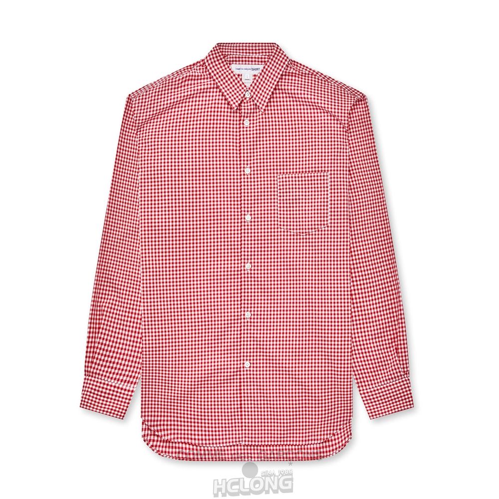 Comme Des Garcons CDG Shirt Forever - Brede Fit Checked Shirt Toppe Herre Rød | 01975-KQBR