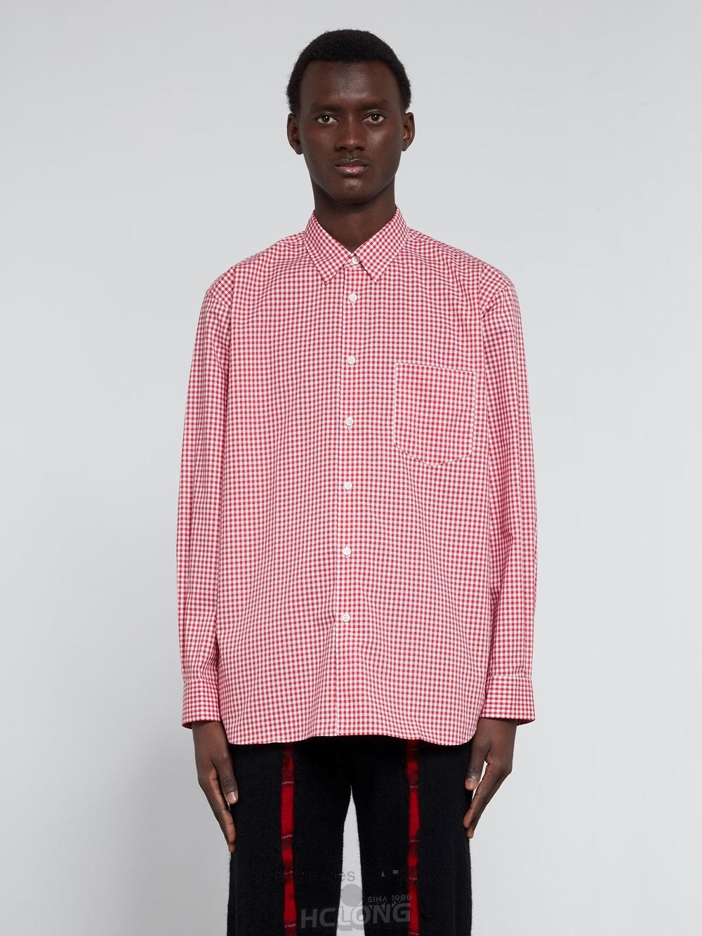 Comme Des Garcons CDG Shirt Forever - Brede Fit Woven Bomulds Gingham Shirt Toppe Herre Rød | 37520-QXHE