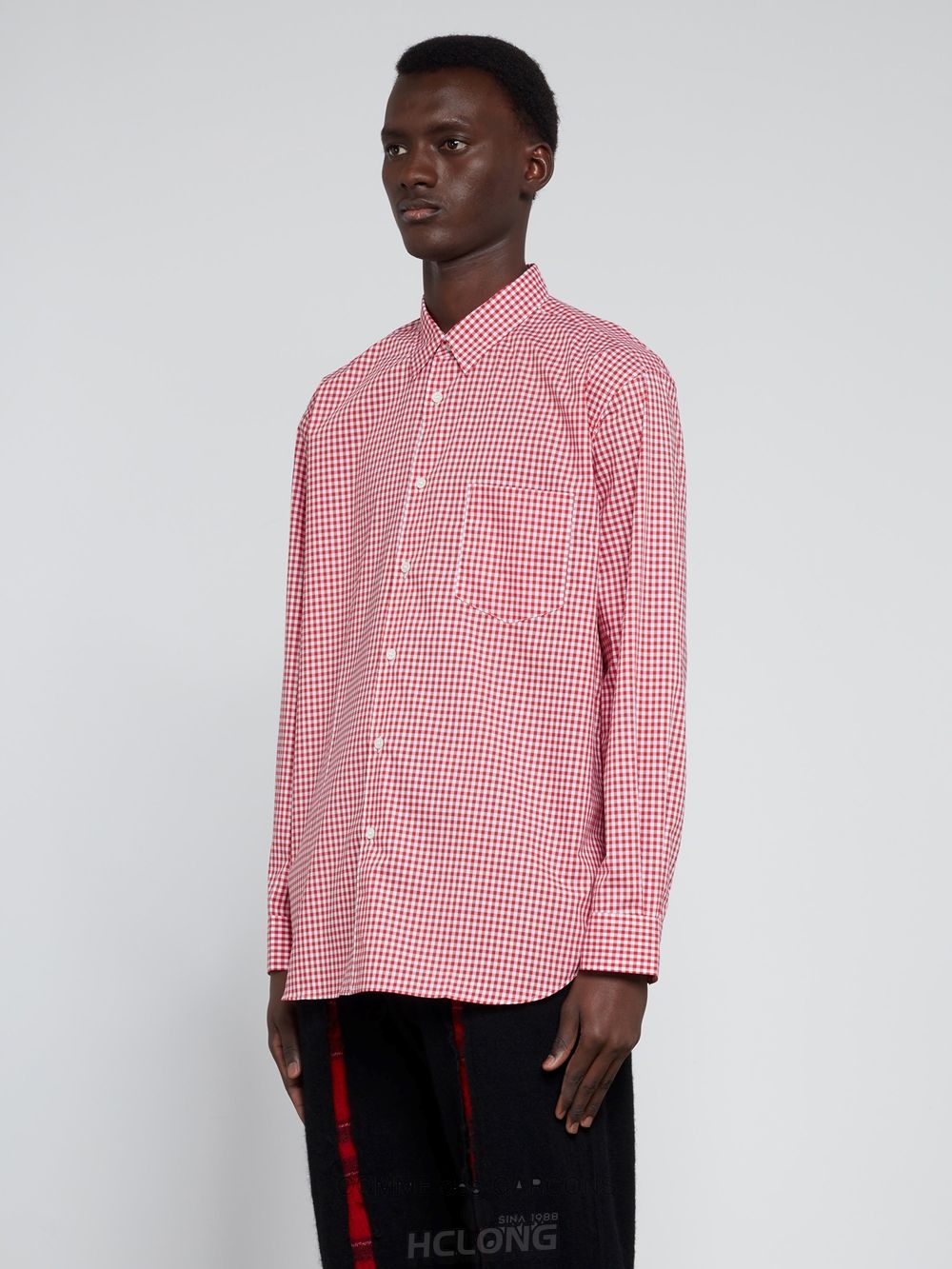 Comme Des Garcons CDG Shirt Forever - Brede Fit Woven Bomulds Gingham Shirt Toppe Herre Rød | 37520-QXHE