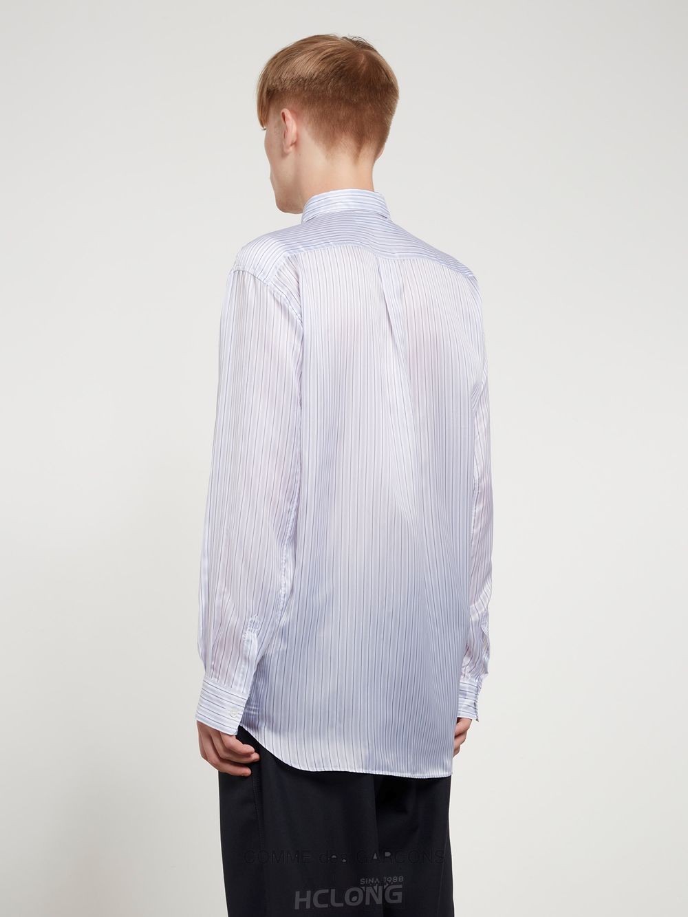 Comme Des Garcons CDG Shirt Forever - Brede Fit Stribet Cupro Shirt Toppe Herre Blå | 43809-GQBM