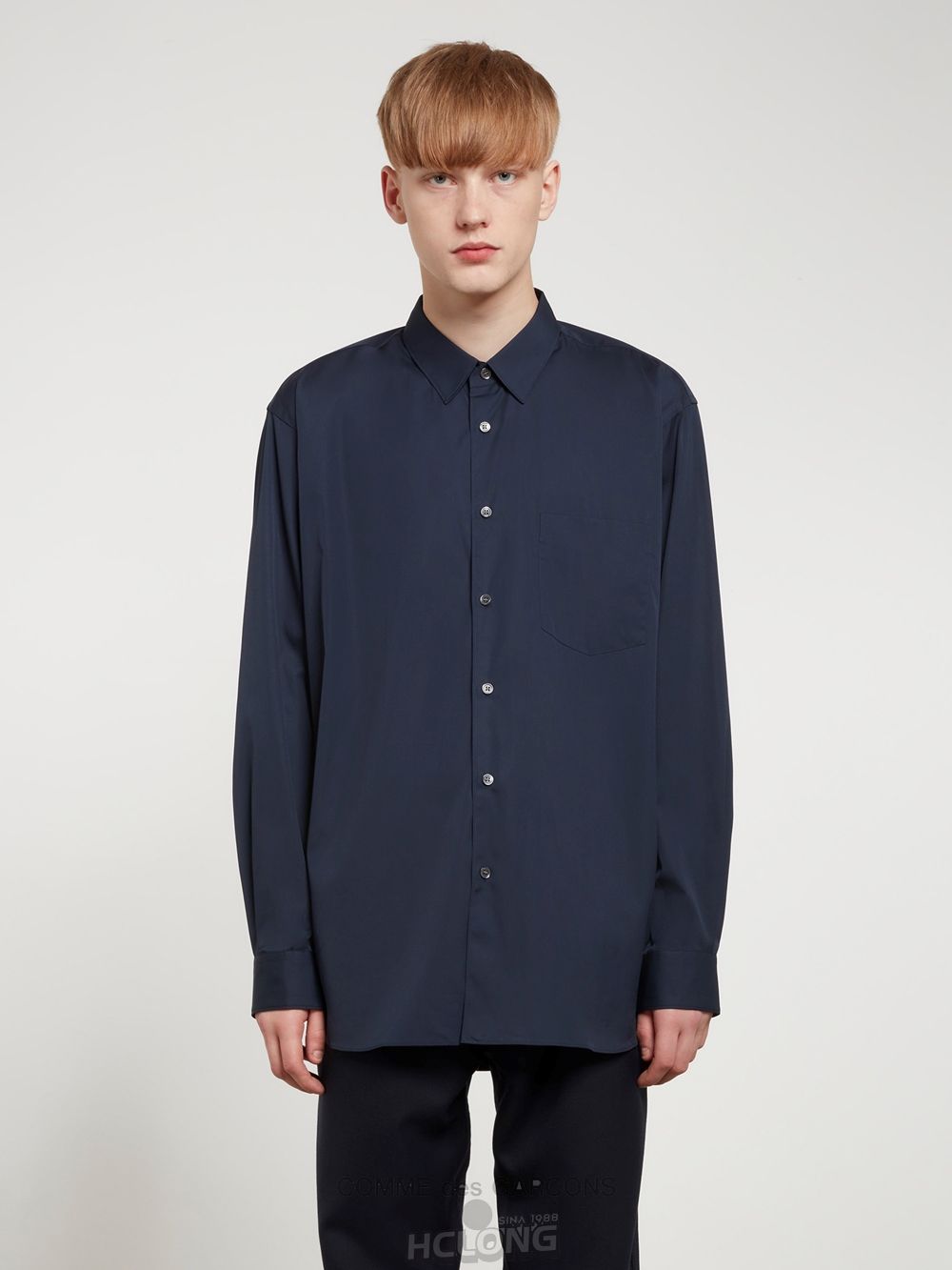 Comme Des Garcons CDG Shirt Forever - Brede Fit Bomulds Shirt Toppe Herre Mørkeblå | 83025-TORB