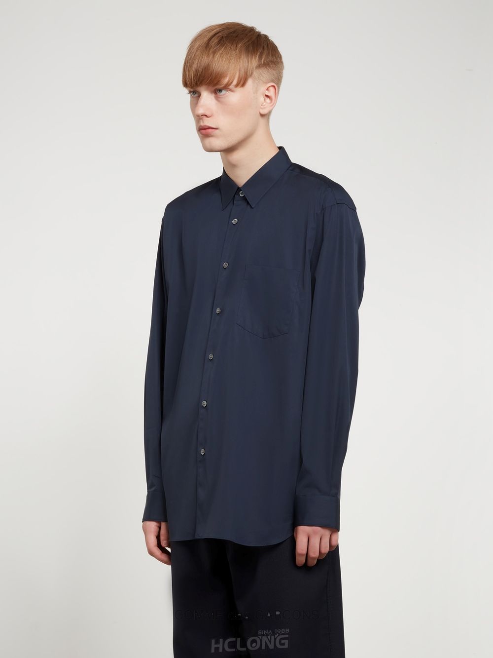 Comme Des Garcons CDG Shirt Forever - Brede Fit Bomulds Shirt Toppe Herre Mørkeblå | 83025-TORB