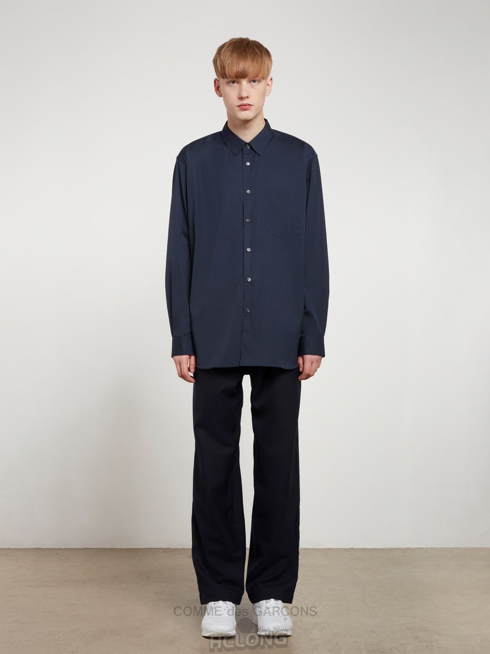 Comme Des Garcons CDG Shirt Forever - Brede Fit Bomulds Shirt Toppe Herre Mørkeblå | 83025-TORB