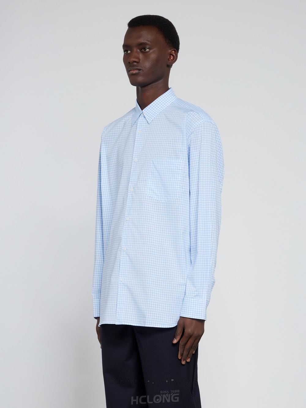 Comme Des Garcons CDG Shirt Forever - Brede Fit Stribet Woven Bomulds Shirt Toppe Herre Blå | 90215-WBMJ