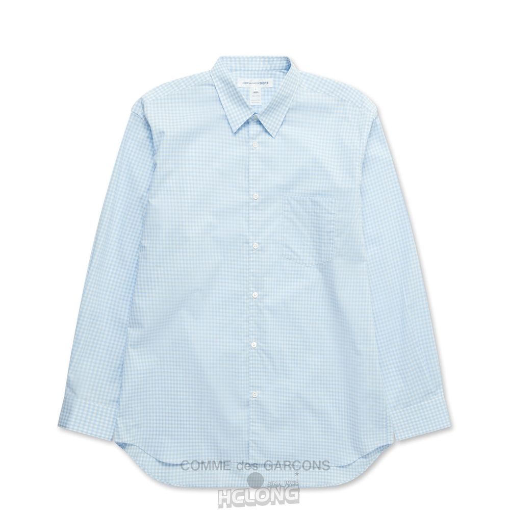 Comme Des Garcons CDG Shirt Forever - Brede Fit Stribet Woven Bomulds Shirt Toppe Herre Blå | 90215-WBMJ