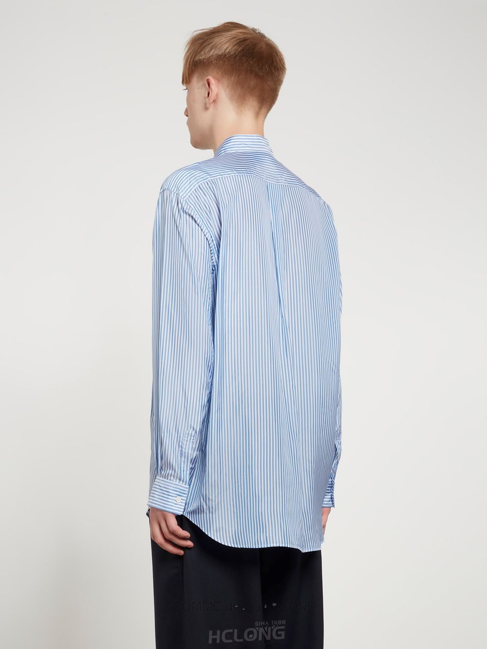 Comme Des Garcons CDG Shirt Forever - Brede Fit Stribet Cupro Shirt Toppe Herre Blå | 97863-LFID