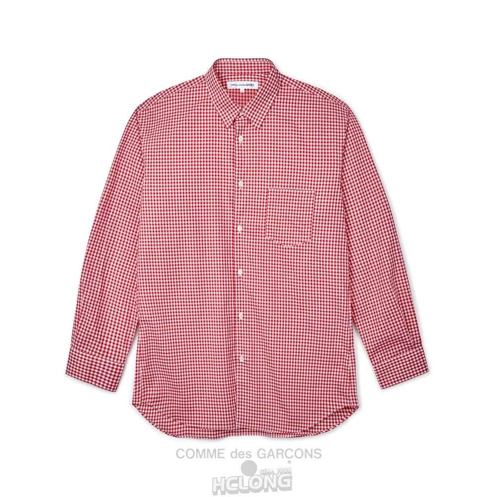 Comme Des Garcons CDG Shirt Forever - Classic Fit Checked Shirt Toppe Herre Rød | 01736-EBJW