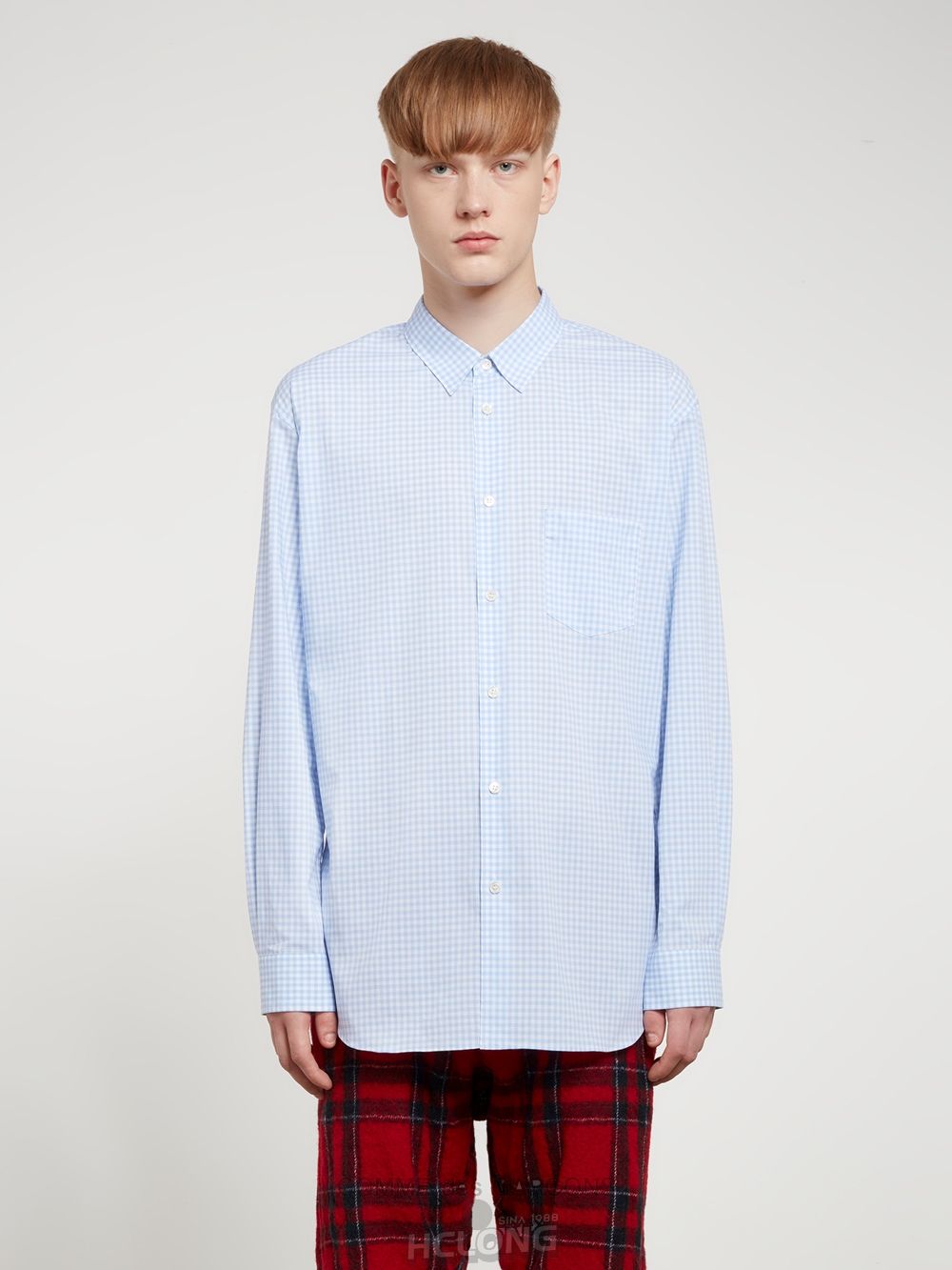 Comme Des Garcons CDG Shirt Forever - Classic Fit Checked Shirt Toppe Herre Blå | 16570-UZAL