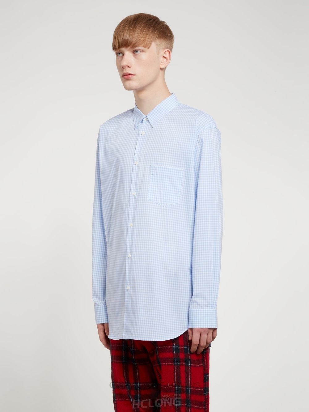 Comme Des Garcons CDG Shirt Forever - Classic Fit Checked Shirt Toppe Herre Blå | 16570-UZAL