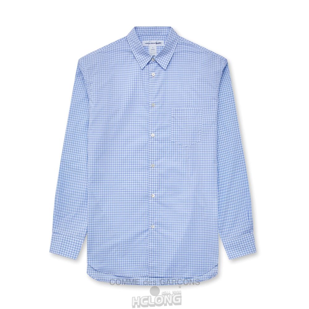 Comme Des Garcons CDG Shirt Forever - Classic Fit Checked Shirt Toppe Herre Blå | 16570-UZAL