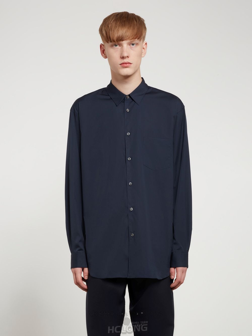 Comme Des Garcons CDG Shirt Forever - Classic Fit Woven Bomulds Shirt Toppe Herre Mørkeblå | 47169-JWLE