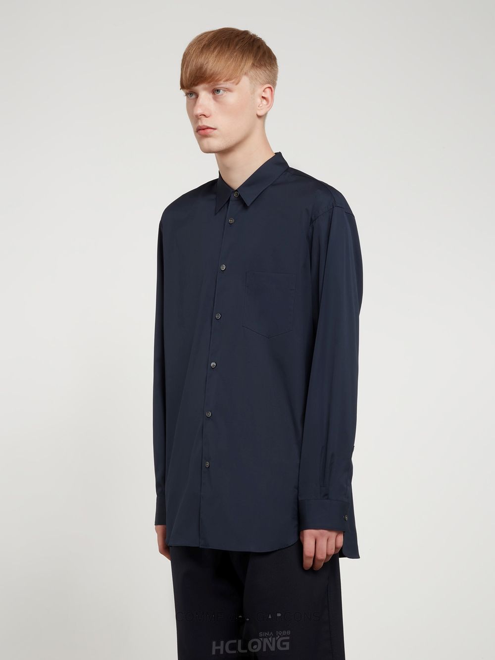 Comme Des Garcons CDG Shirt Forever - Classic Fit Woven Bomulds Shirt Toppe Herre Mørkeblå | 47169-JWLE