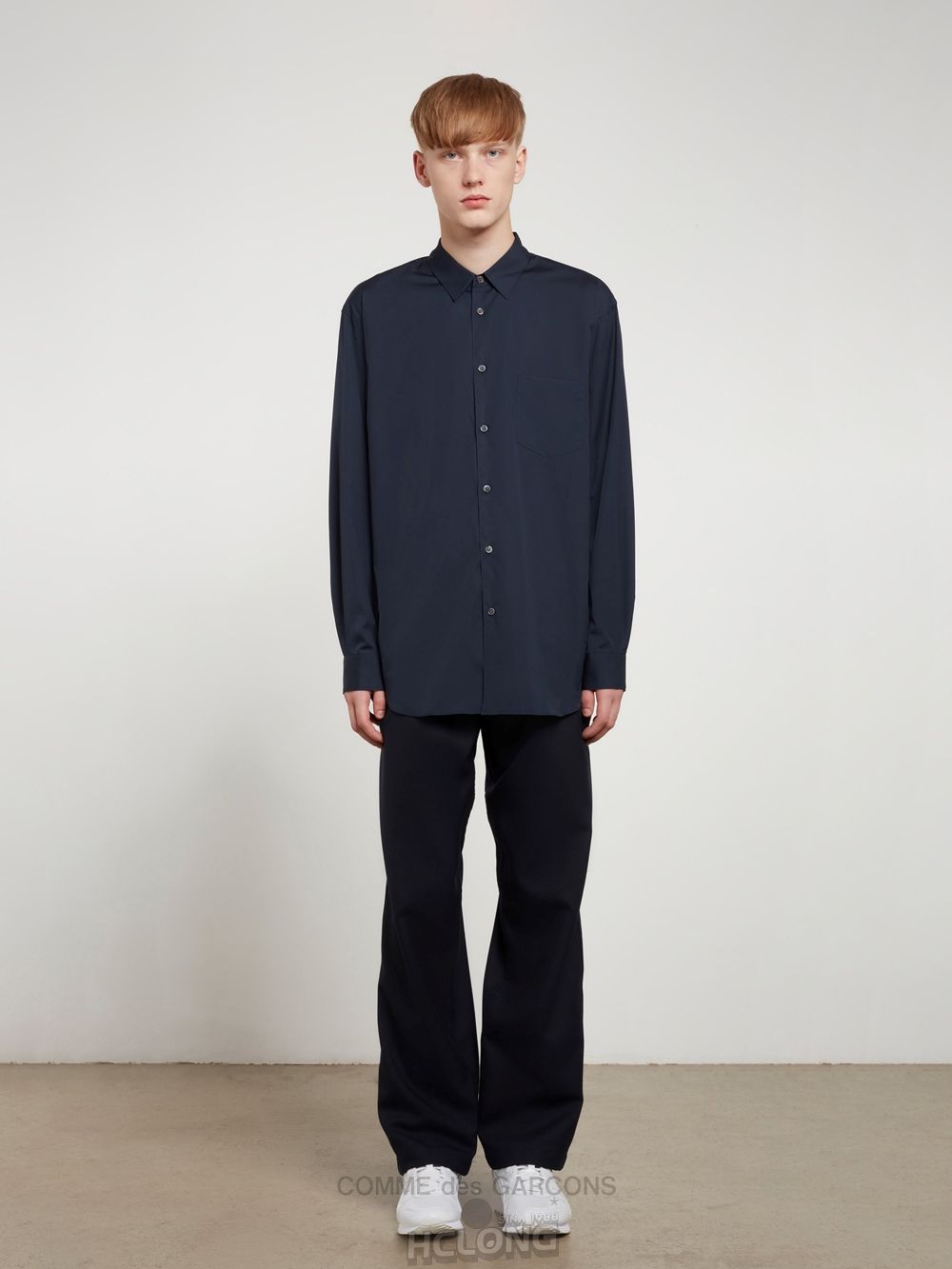 Comme Des Garcons CDG Shirt Forever - Classic Fit Woven Bomulds Shirt Toppe Herre Mørkeblå | 47169-JWLE