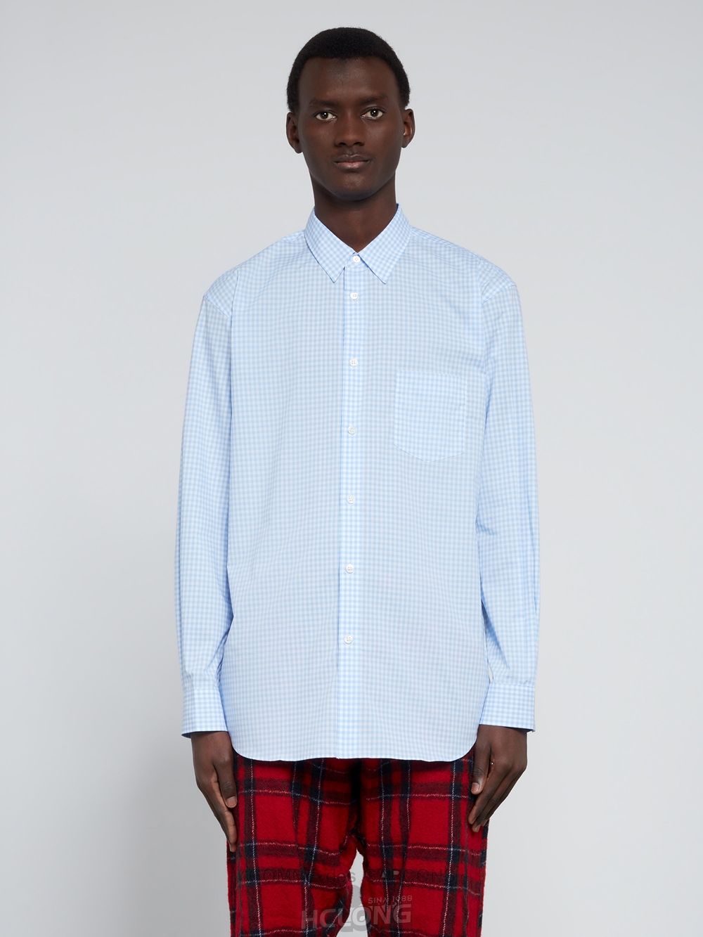 Comme Des Garcons CDG Shirt Forever - Classic Fit Checked Shirt Toppe Herre Blå | 60158-RCHK