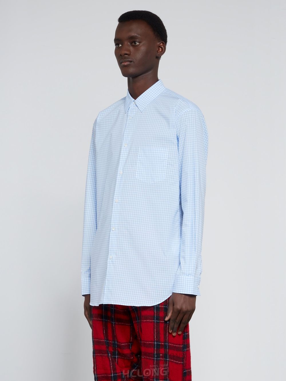 Comme Des Garcons CDG Shirt Forever - Classic Fit Checked Shirt Toppe Herre Blå | 60158-RCHK