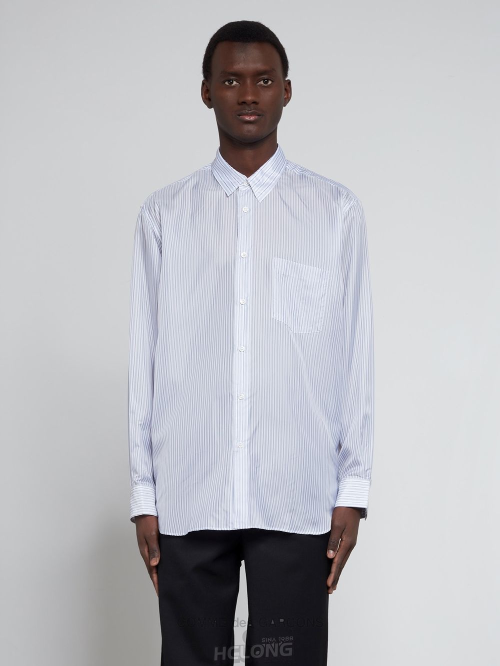 Comme Des Garcons CDG Shirt Forever - Classic Fit Cupro Shirt Toppe Herre Stripe 1 | 60251-SWGO