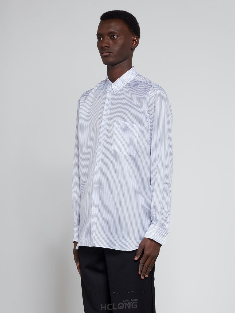 Comme Des Garcons CDG Shirt Forever - Classic Fit Cupro Shirt Toppe Herre Stripe 1 | 60251-SWGO