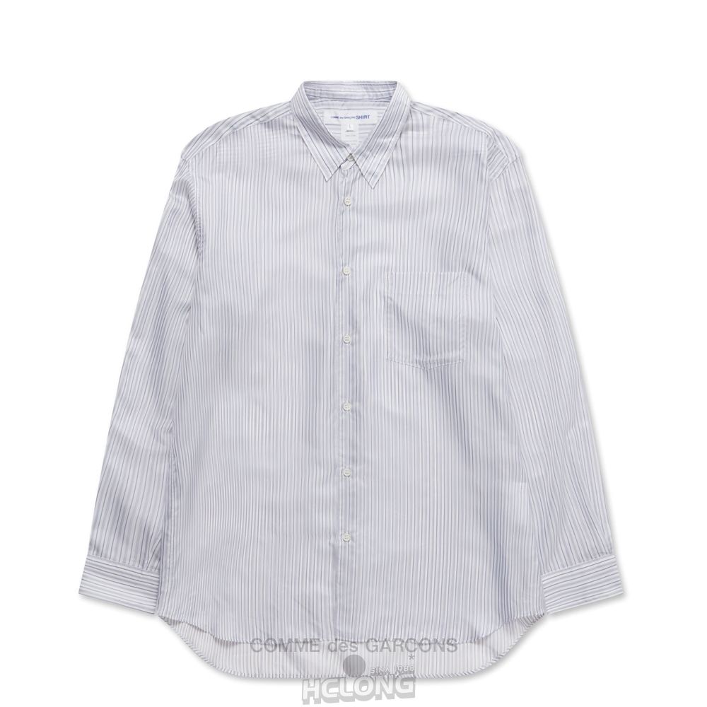 Comme Des Garcons CDG Shirt Forever - Classic Fit Cupro Shirt Toppe Herre Stripe 1 | 60251-SWGO