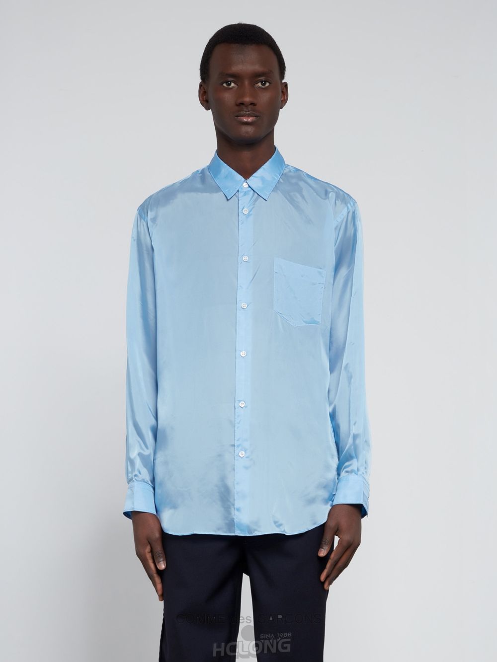 Comme Des Garcons CDG Shirt Forever - Classic Fit Cupro Shirt Toppe Herre Blå | 60927-OFTG