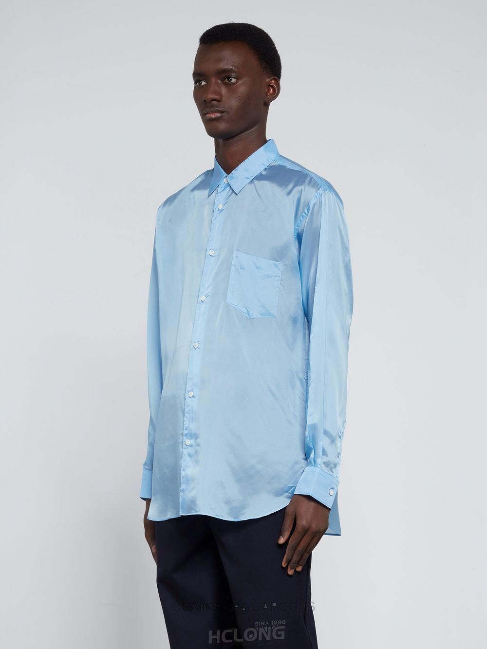 Comme Des Garcons CDG Shirt Forever - Classic Fit Cupro Shirt Toppe Herre Blå | 60927-OFTG