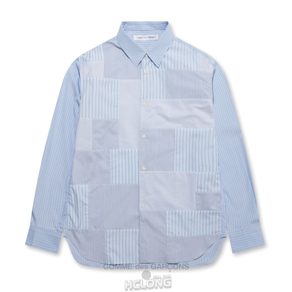 Comme Des Garcons CDG Shirt Forever - Classic Fit Patchwork Stripe Shirt Toppe Herre Stripe/Mix | 61507-KCHB